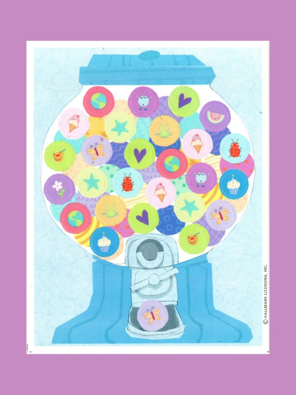 Hallmark Gumball Machine Sticker Sheet Retro Craft & Collecting Vintage 1990s